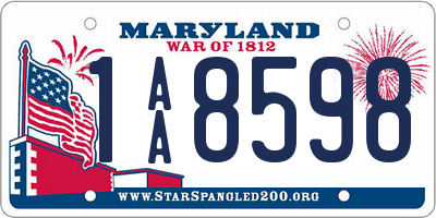 MD license plate 1AA8598