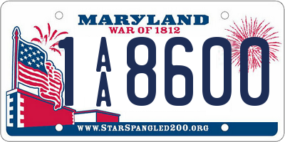 MD license plate 1AA8600