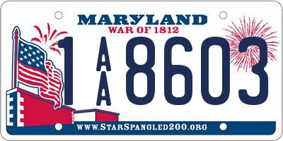 MD license plate 1AA8603