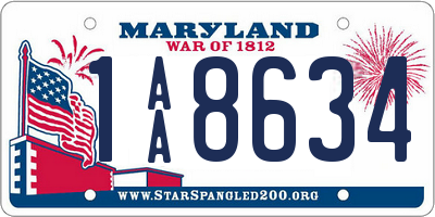 MD license plate 1AA8634