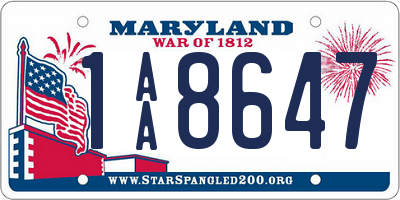 MD license plate 1AA8647