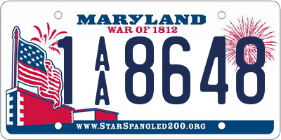 MD license plate 1AA8648