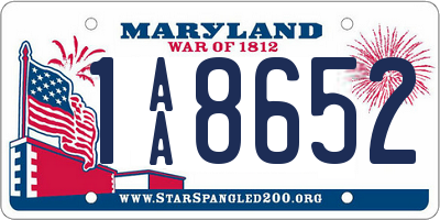 MD license plate 1AA8652