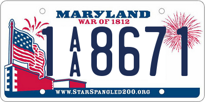 MD license plate 1AA8671