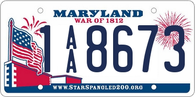 MD license plate 1AA8673