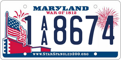 MD license plate 1AA8674