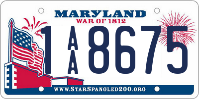 MD license plate 1AA8675