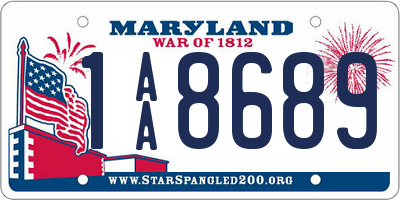 MD license plate 1AA8689