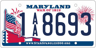 MD license plate 1AA8693