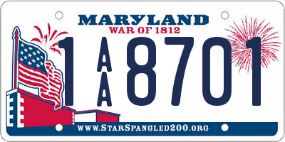 MD license plate 1AA8701