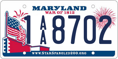 MD license plate 1AA8702