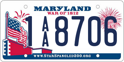 MD license plate 1AA8706