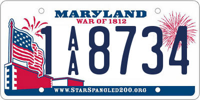MD license plate 1AA8734
