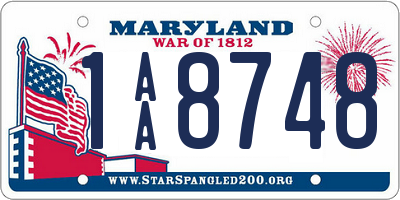 MD license plate 1AA8748
