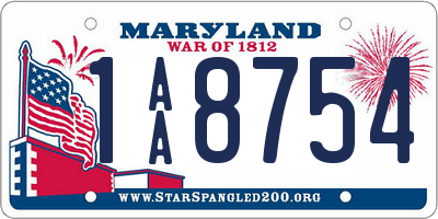 MD license plate 1AA8754