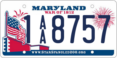 MD license plate 1AA8757