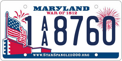 MD license plate 1AA8760