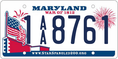 MD license plate 1AA8761