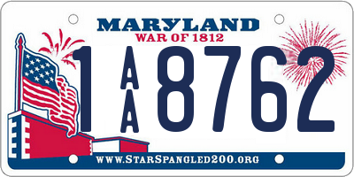 MD license plate 1AA8762