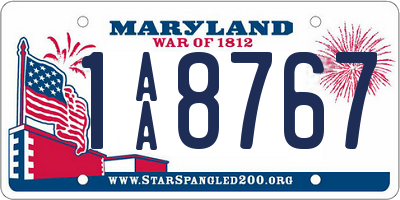 MD license plate 1AA8767