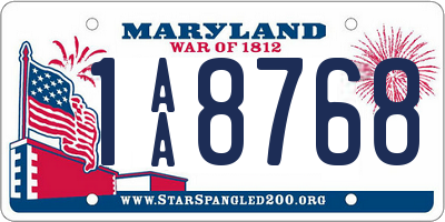 MD license plate 1AA8768