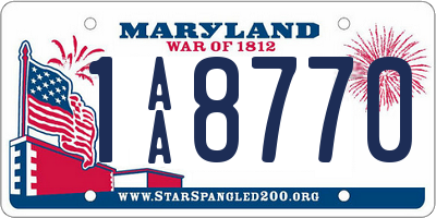 MD license plate 1AA8770