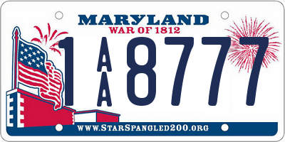 MD license plate 1AA8777