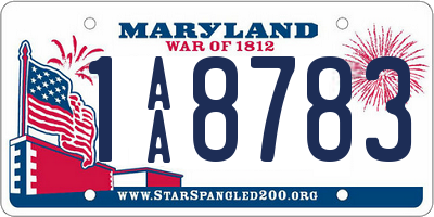 MD license plate 1AA8783