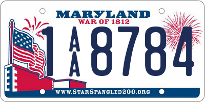 MD license plate 1AA8784