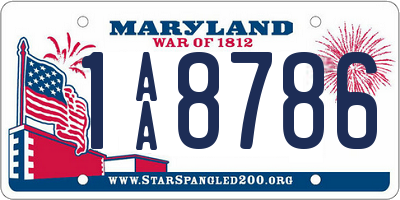 MD license plate 1AA8786