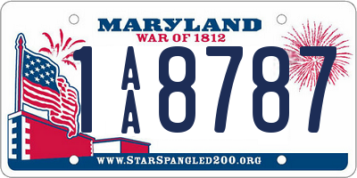 MD license plate 1AA8787