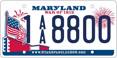 MD license plate 1AA8800