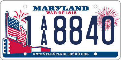 MD license plate 1AA8840