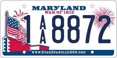 MD license plate 1AA8872
