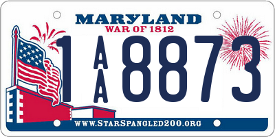MD license plate 1AA8873