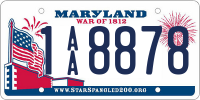 MD license plate 1AA8878