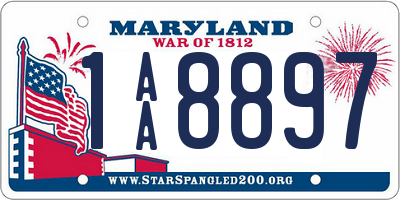 MD license plate 1AA8897
