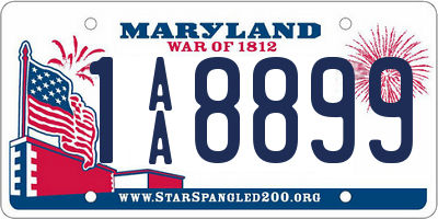 MD license plate 1AA8899