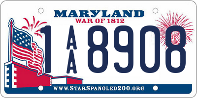 MD license plate 1AA8908