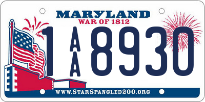MD license plate 1AA8930