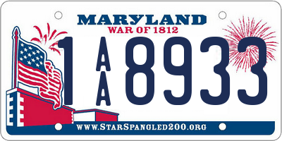 MD license plate 1AA8933
