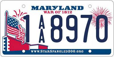 MD license plate 1AA8970