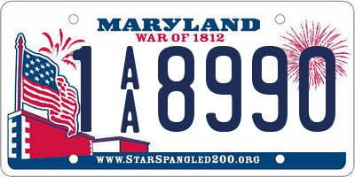 MD license plate 1AA8990