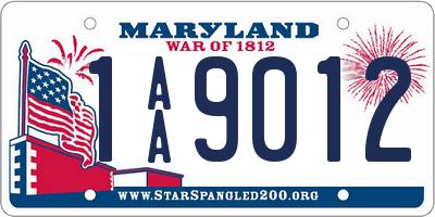 MD license plate 1AA9012