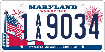 MD license plate 1AA9034