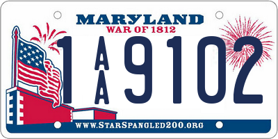 MD license plate 1AA9102