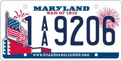 MD license plate 1AA9206