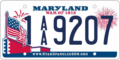MD license plate 1AA9207