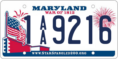 MD license plate 1AA9216