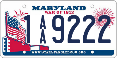MD license plate 1AA9222